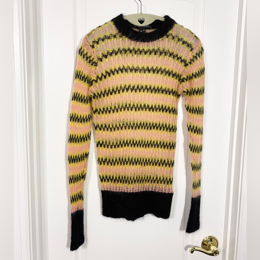 Scotch & Soda Pink and Yellow Striped Sweater
